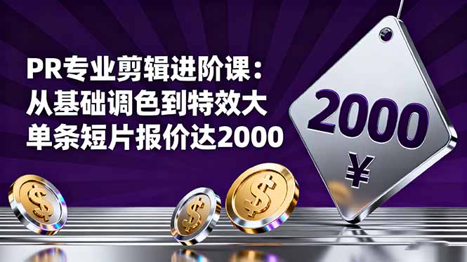 PR专业剪辑进阶课：从基础调色到特效大片的进阶技能，单条短片报价达2000 - 区块之眼 - 区块之眼