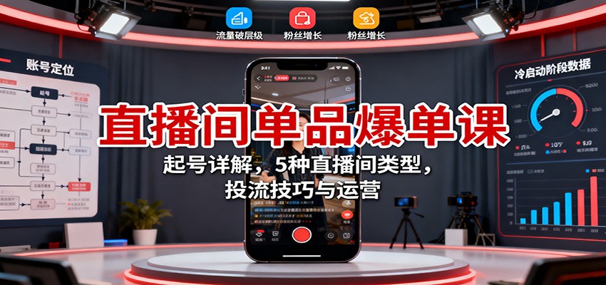 直播间单品爆单课：起号详解，5种直播间类型，投流技巧与运营 - 区块之眼