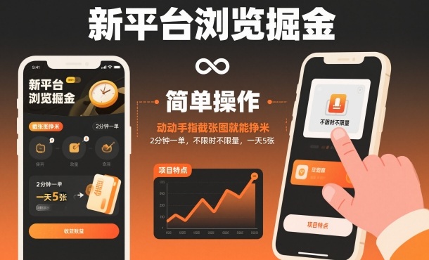 新平台浏览掘金，动动手指截张图就能挣米，2分钟一单，不限时不限量，一天5张【揭秘】 - 区块之眼