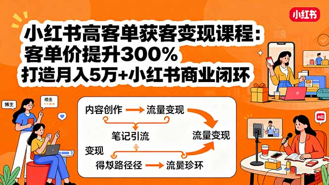 小红书高客单获客变现课程：客单价提升300%，打造月入10万+小红书商业闭环 - 区块之眼