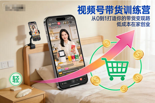 视频号带货训练营，从0到1打造你的带货变现路，低成本在家创业 - 区块之眼