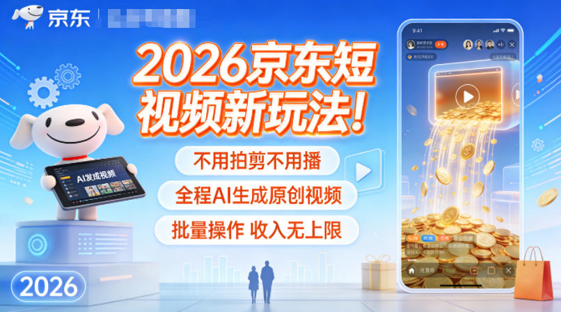 2026京东短视频新玩法！不用拍剪不用播，全程AI生成原创视频，批量操作收入无上限 - 区块之眼