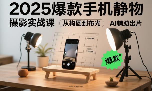 2025爆款手机静物摄影实战课，从构图到布光，不用贵设备，AI辅助出片 - 区块之眼