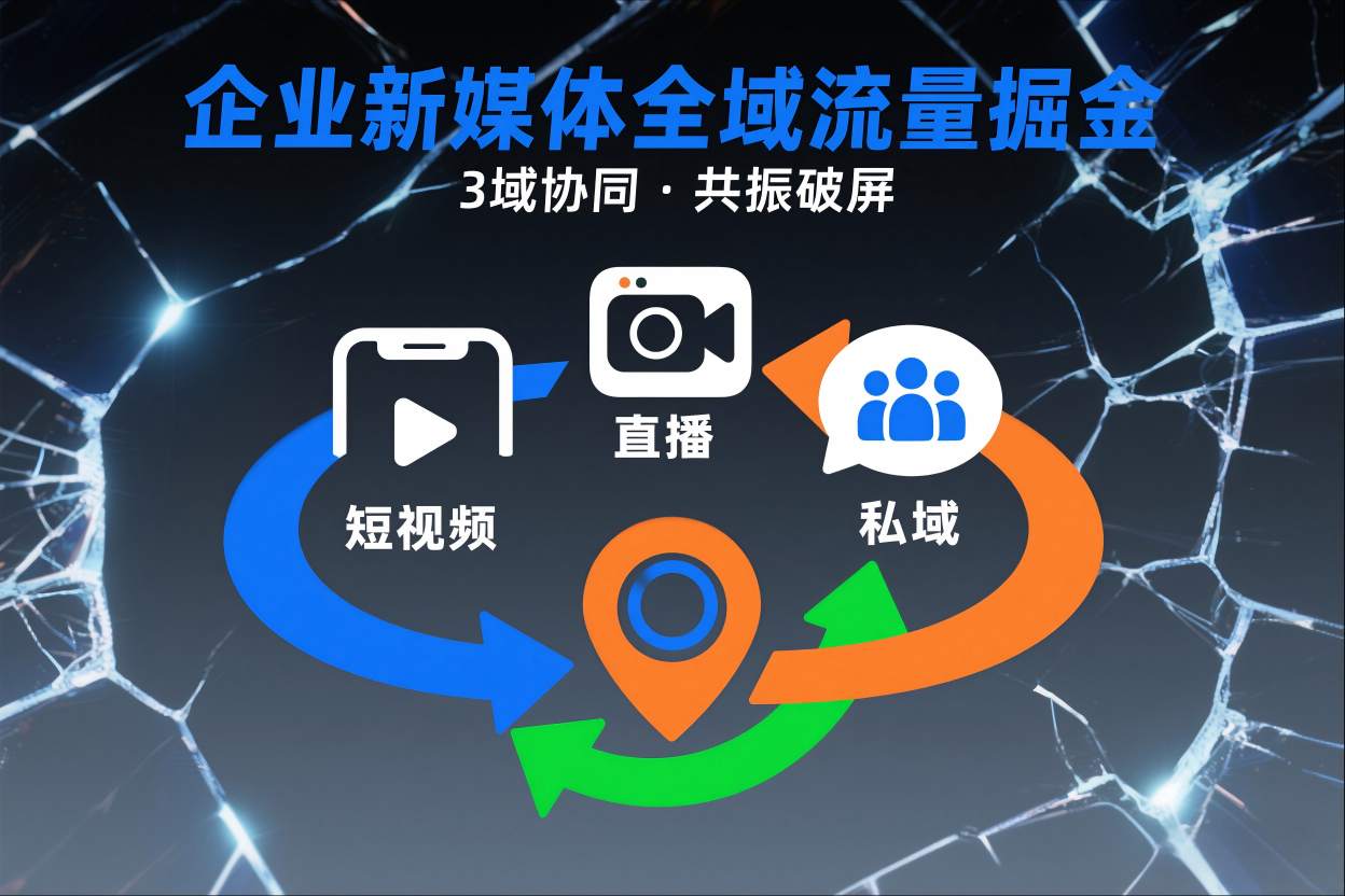 短视频全域商业模式，企业新媒体全域流量掘金，3域协同，共振破屏，短视频-直播-私域-地域 - 区块之眼