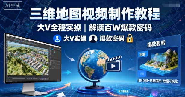 三维地图视频制作教程，大V全程实操，解读百W爆款密码 - 区块之眼 - 区块之眼