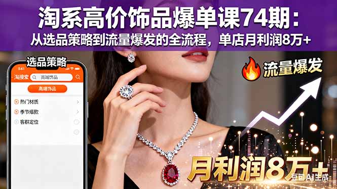 淘系高价饰品爆单课74期：从选品策略到流量爆发的全流程，单店月利润8万+ - 区块之眼 - 区块之眼