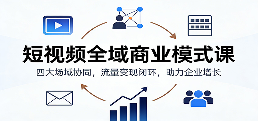 短视频全域商业模式课：四大场域协同，流量变现闭环，助力企业增长 - 区块之眼