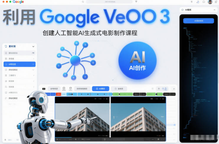 利l用Google Veo 3创建人工智能AI生成式电影制作课程，使用人工智能的力量创建令人惊叹的视频 - 区块之眼