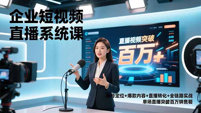 企业短视频直播系统课，账号定位+爆款内容+直播转化+全链路实战，单场直播突破百万销售额 - 区块之眼