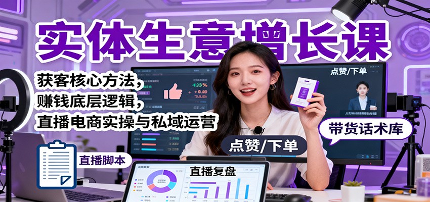 实体生意增长课：获客核心方法，赚钱底层逻辑，直播电商实操与私域运营 - 区块之眼