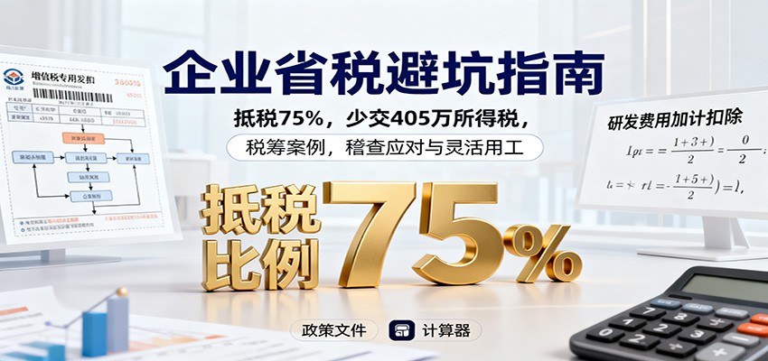 企业省税避坑指南：抵税75%，少交405万所得税，税筹案例，稽查应对与灵活用工 - 区块之眼