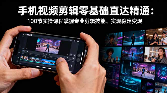 手机视频剪辑零基础直达精通：100节实操课程掌握专业剪辑技能，实现稳… - 区块之眼