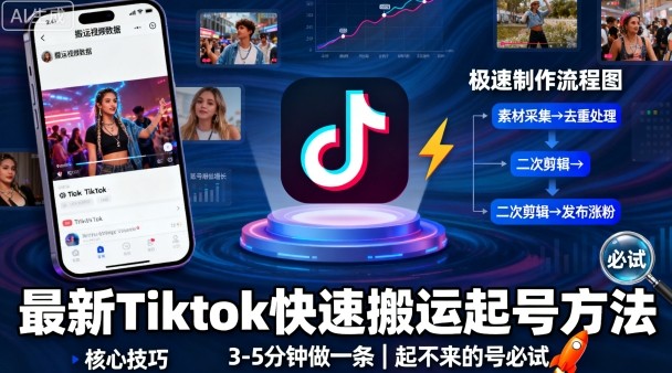 最新Tiktok快速搬运快速起号方法，3-5分钟做一条，起不来的号可以试试 - 区块之眼 - 区块之眼