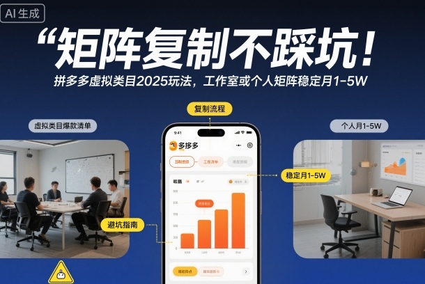 矩阵复制不踩坑！拼多多虚拟类目2025玩法，工作室或者个人矩阵稳定月1-5W【揭秘】 - 区块之眼