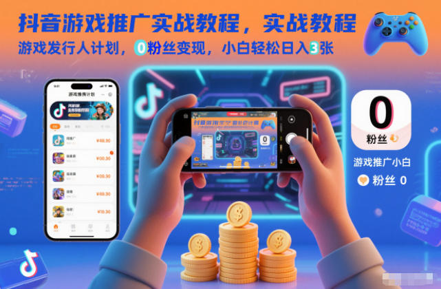 抖音游戏推广实战教程，游戏发行人计划，0粉丝变现，小白轻松日入3张 - 区块之眼