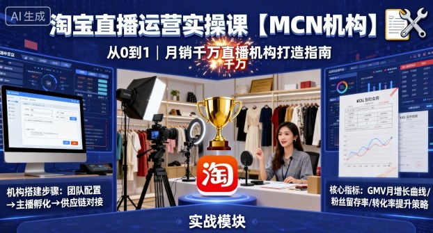 淘宝直播运营实操课【MCN机构】，从0到1做一家月销千W的直播机构 - 区块之眼