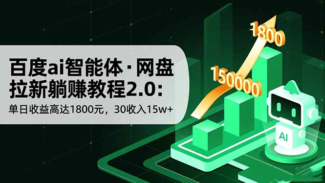百度ai智能体·网盘拉新躺赚教程2.0：单日收益高达1800元，30收入15w+ - 区块之眼