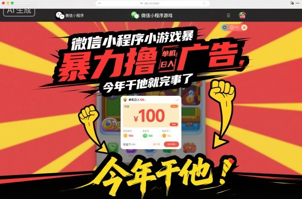 微信小程序小游戏暴力撸广告，单机日入100，今年干他就完事了 - 区块之眼