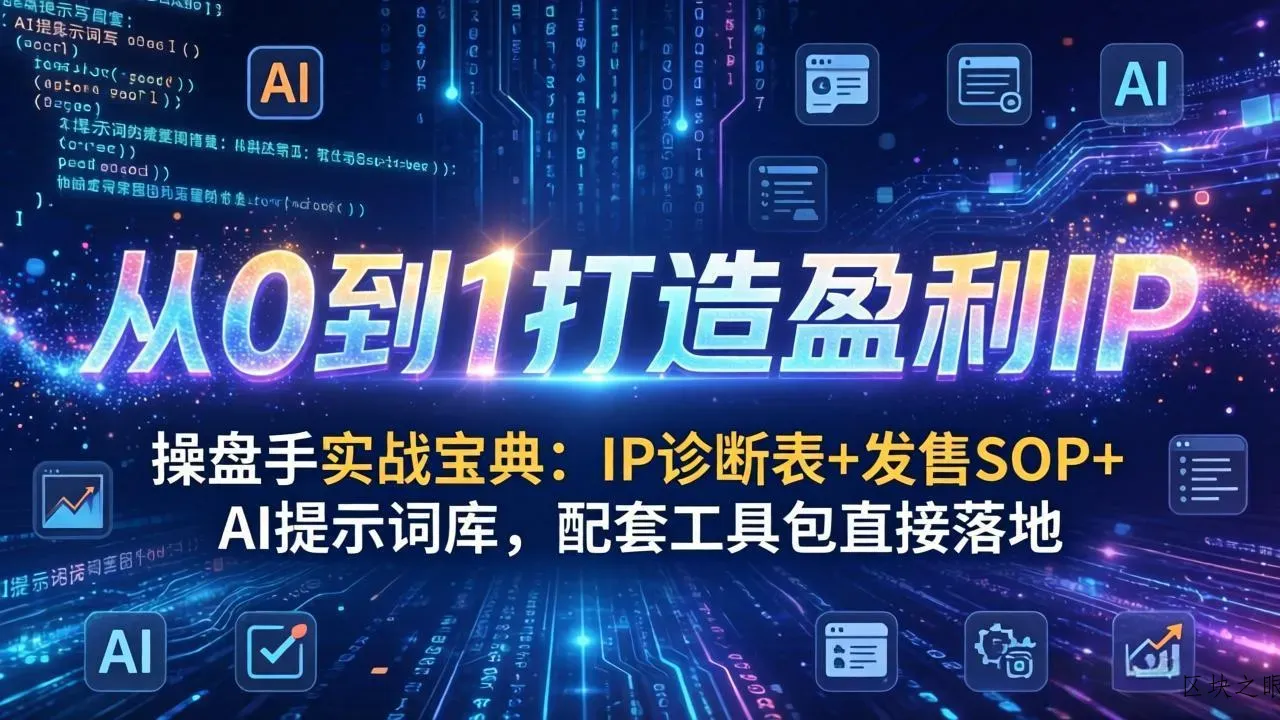 操盘手实战宝典：IP诊断表+发售SOP+AI提示词库，配套工具包直接落地，从0到1打造盈利IP - 区块之眼