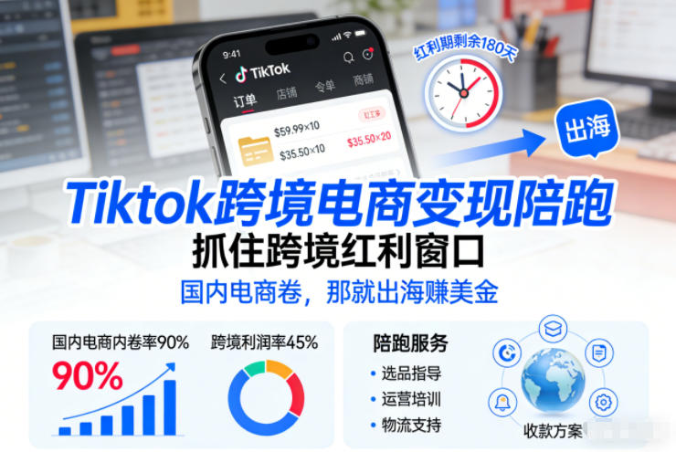 Tiktok跨境电商变现陪跑，抓住跨境红利窗口，国内电商卷，那就出海賺美金 - 区块之眼