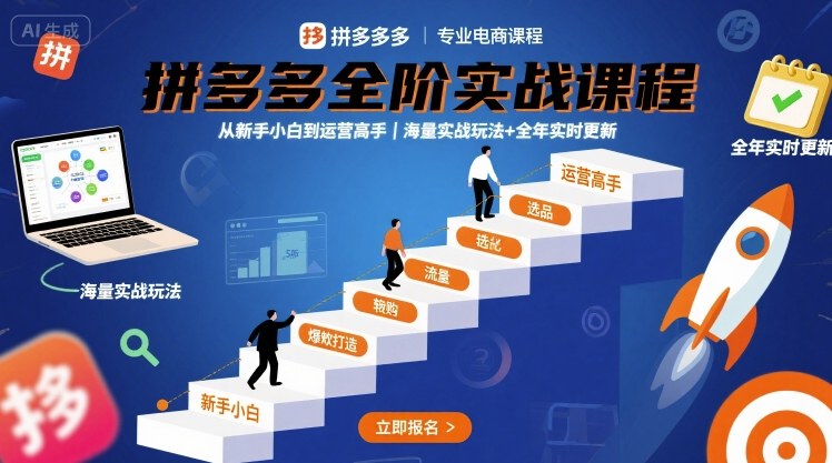 拼多多全阶实战课程，从新手小白到运营高手，海量实战玩法+全年实时更新【2025年10月更新】 - 区块之眼