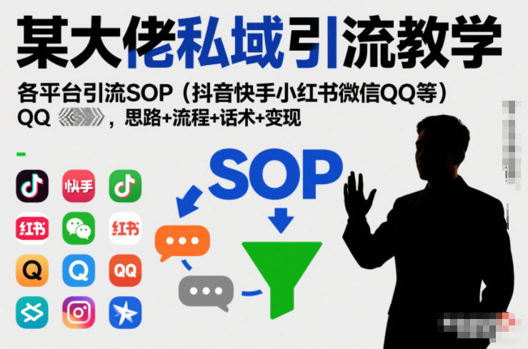 某大佬私域引流教学，各平台引流SOP(抖音快手小红书微信QQ等)，思路+流程+话术+变现 - 区块之眼
