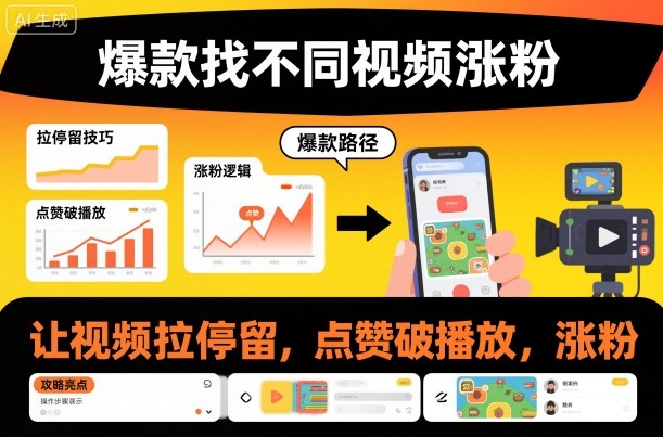 爆款找不同视频涨粉，让视频拉停留，实现点赞，破播放，涨粉 - 区块之眼