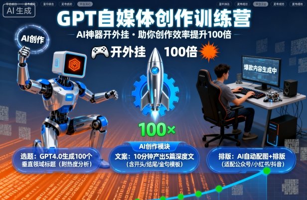GPT自媒体创作训练营：AI神器开外挂，助你创作效率提升100倍 - 区块之眼 - 区块之眼