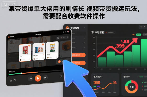 某带货爆单大佬用的剧情长视频带货搬运玩法，需要配合收费软件操作 - 区块之眼