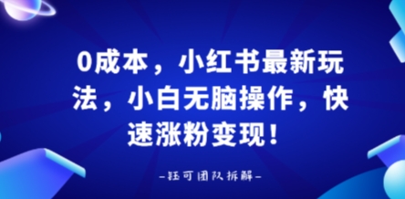 0成本，小红书最新玩法，小白无脑操作，快速涨粉变现 - 区块之眼 - 区块之眼