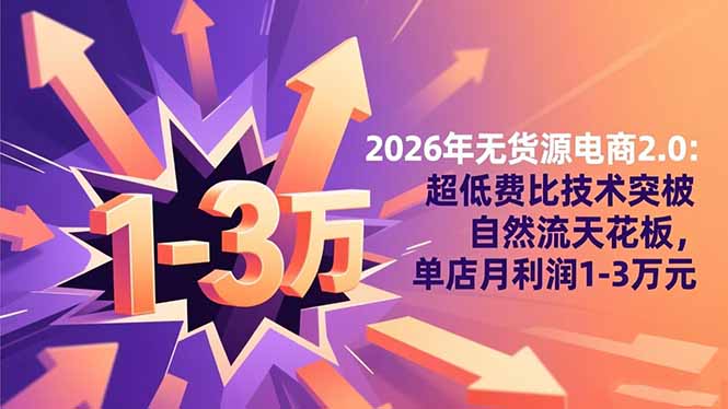 2026年无货源电商2.0【更新】：超低费比技术突破自然流天花板，单店月利润1-3万元 - 区块之眼