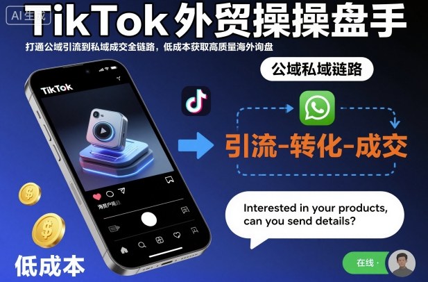 TikTok外贸操盘手，打通公域引流到私域成交全链路，低成本获取高质量海外询盘 - 区块之眼