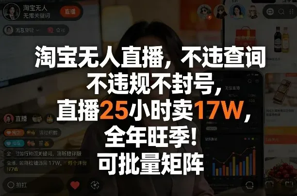 淘宝无人直播，不违规不封号，直播25小时卖17W，全年旺季！可批量矩阵【揭秘】 - 区块之眼