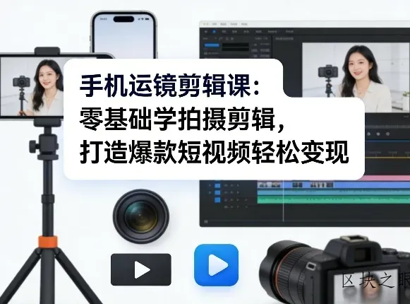 手机运镜剪辑课：零基础学拍摄剪辑，打造爆款短视频轻松变现 - 区块之眼