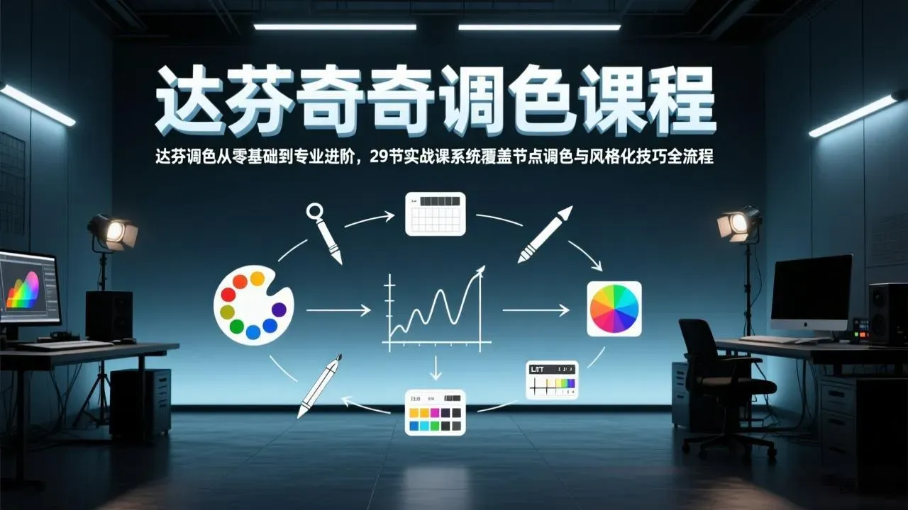 达芬奇调色从零基础到专业进阶，29节实战课系统覆盖节点调色与风格化技巧全流程 - 区块之眼
