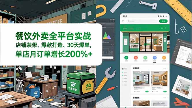 餐饮外卖全平台实战，店铺装修、爆款打造、30天爆单，手把手教学，单店月订单增长200%+ - 区块之眼
