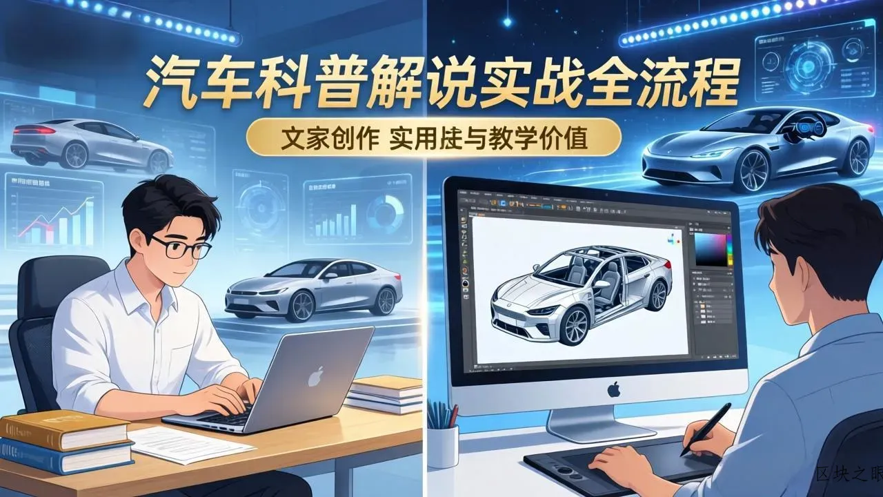 抖音汽车科普解说实战：文案+动画+画面处理+去水印全流程，打造专业汽车科普视频 - 区块之眼
