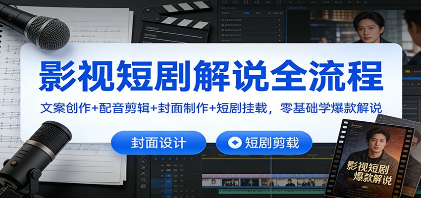 影视短剧解说全流程：文案创作+配音剪辑+封面制作+短剧挂载，零基础学爆款解说 - 区块之眼