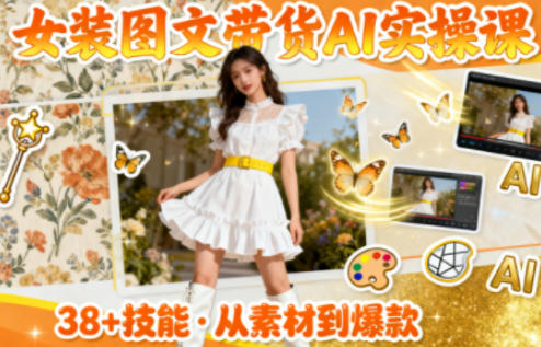 女装图文带货的AI实操课，覆盖38个实用技能，快速提升素材制作效率 - 区块之眼