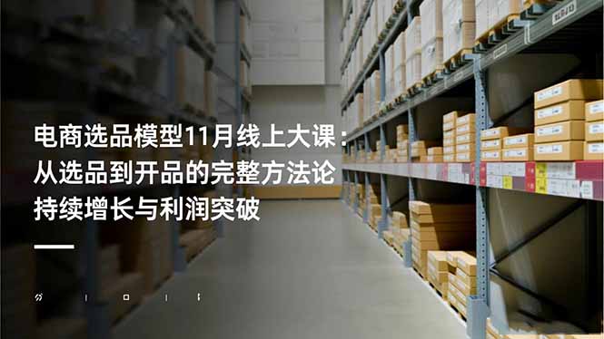 电商选品模型11月线上大课：从选品到开品的完整方法论 持续增长与利润突破 - 区块之眼