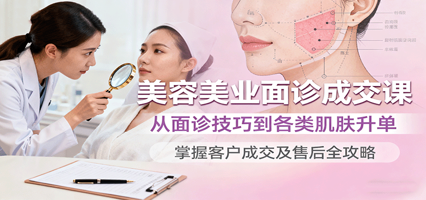 美容美业面诊成交课，从面诊技巧到各类肌肤升单，掌握客户成交及售后全攻略 - 区块之眼