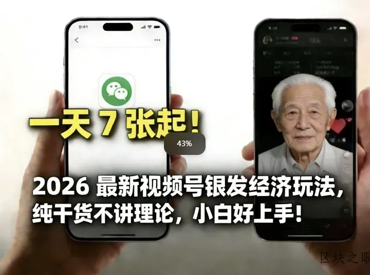 2026最新视频号银发经济玩法，轻松每天7张起，小白也可做 - 区块之眼