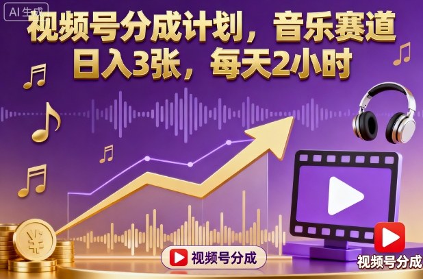 视频号分成计划，音乐赛道，日入3张，每天2小时 - 区块之眼 - 区块之眼