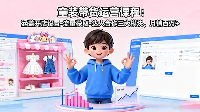童装带货运营课程：涵盖开店设置-流量获取-达人合作三大模块，月销百万+ - 区块之眼 - 区块之眼