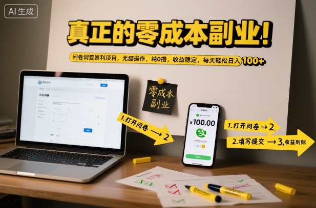 真正的零成本副业！问卷调查暴利项目，无脑操作，纯0撸，收益稳定，每天轻松日入100+【揭秘】 - 区块之眼