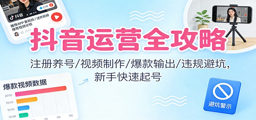 抖音运营全攻略：注册养号/视频制作/爆款输出/违规避坑，新手快速起号 - 区块之眼