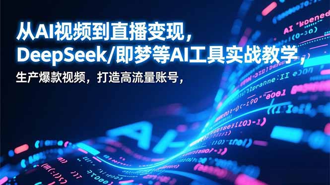 从AI视频到直播变现，DeepSeek/即梦等AI工具实战教学，生产爆款视频，打造高流量账号 - 区块之眼