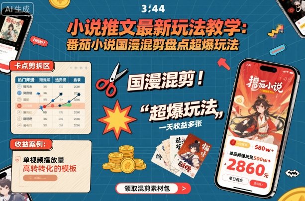 小说推文最新玩法教学，番茄小说国漫混剪盘点超爆玩法，全程干货，一天收益多张 - 区块之眼 - 区块之眼