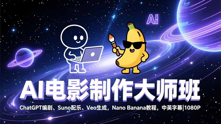 AI电影制作大师班：ChatGPT编剧、Suno配乐、Veo生成，Nano Banana教程，中英字幕|1080P - 区块之眼