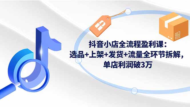 抖音小店全流程盈利课：选品+上架+发货+流量全环节拆解，单店利润破3万 - 区块之眼